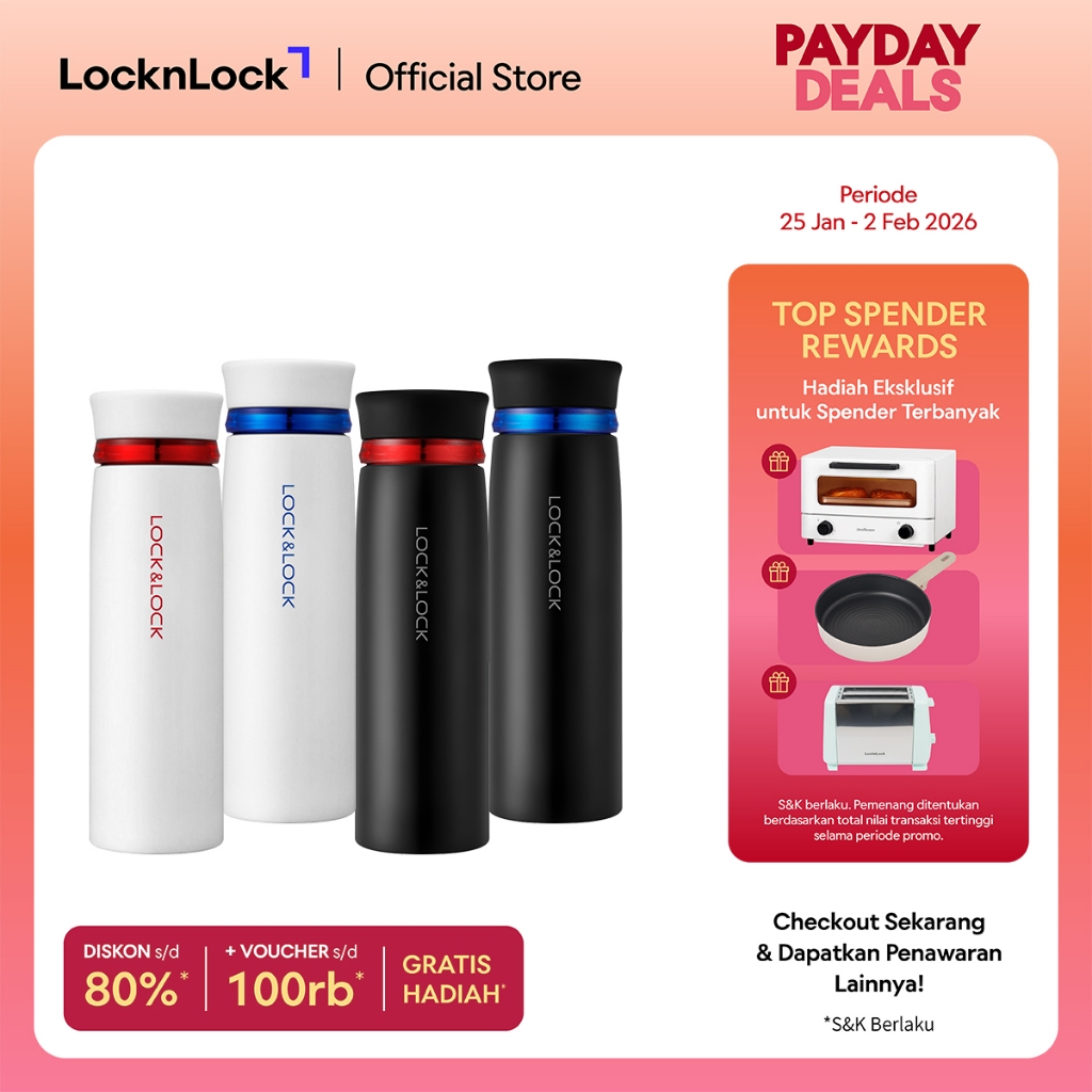 LocknLock - Termos Air Minum Feather Ring Vacuum Tumbler Hot&Cool 450ML