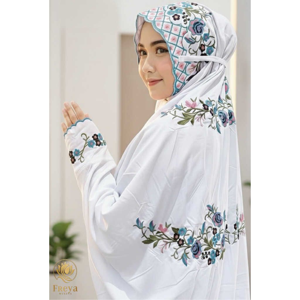 MUKENA TERUSAN DEWASA BORDIR MAWAR BAHAN KAIN KATUN POLINO MICRO LEMBUT NYAMAN | MUKENA DEWASA BORDI