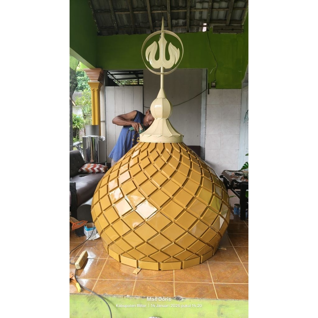Kubah Galvalum Dekoratif Musholla Masjid Cat Powder Ukuran Diameter 100cm
