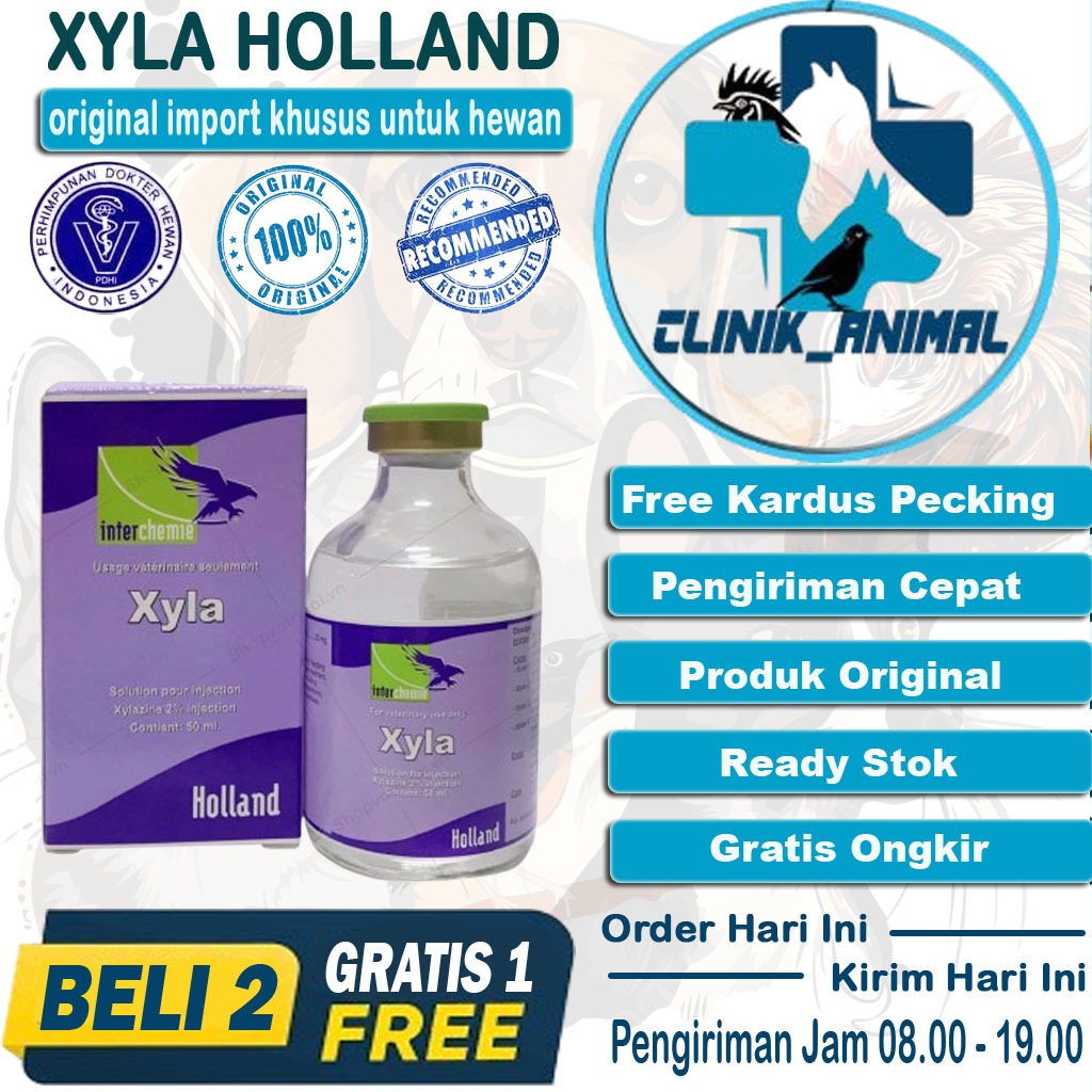 XYLA HOLLAND 50 Ml Obat Sedatif Atau Penenang Analgesik untuk Premedikasi Hewan Original Import Terb