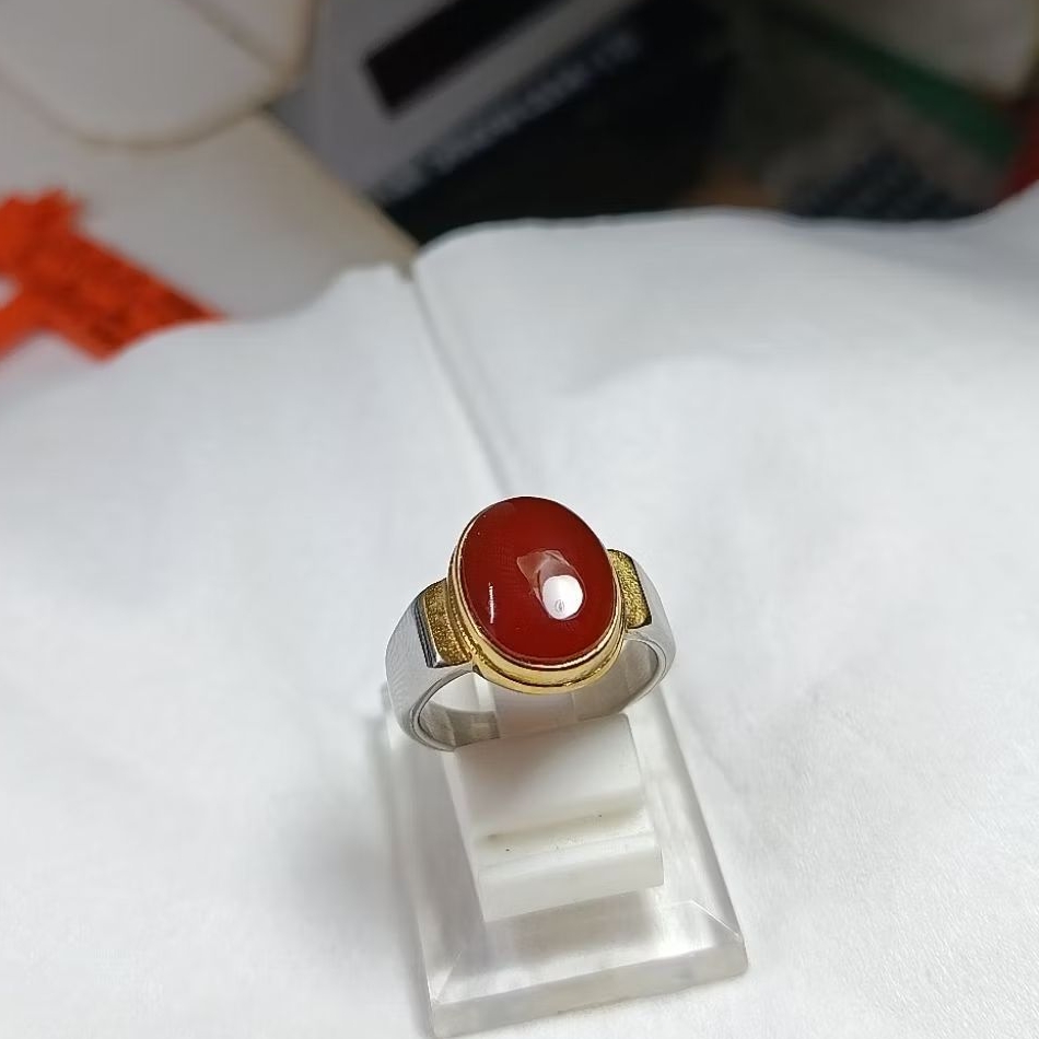 cincin batu akik Yaman Ahmer body glass original stone