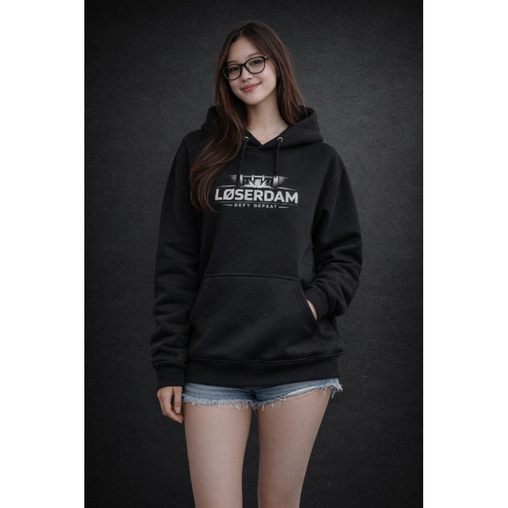 LØSERDAM Hoodie Full Katun – Defy Defeat