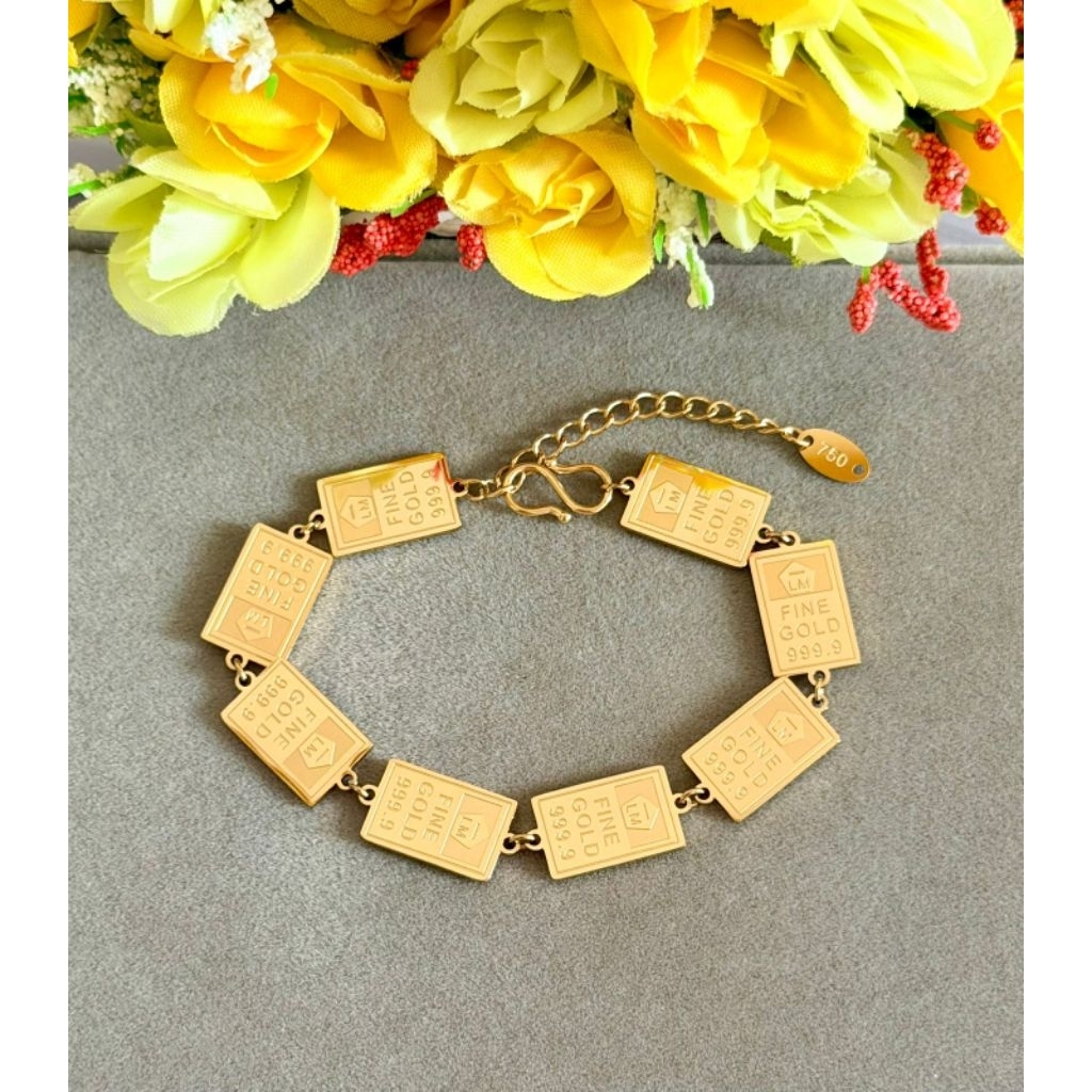 Gelang titanium fine gold