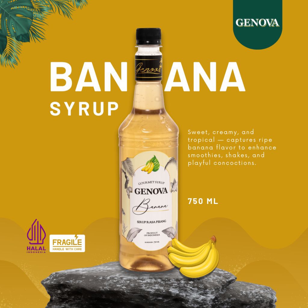 Genova syrup banana 750ml - Sirup Genova Rasa Pisang - Genova Syrup Premium