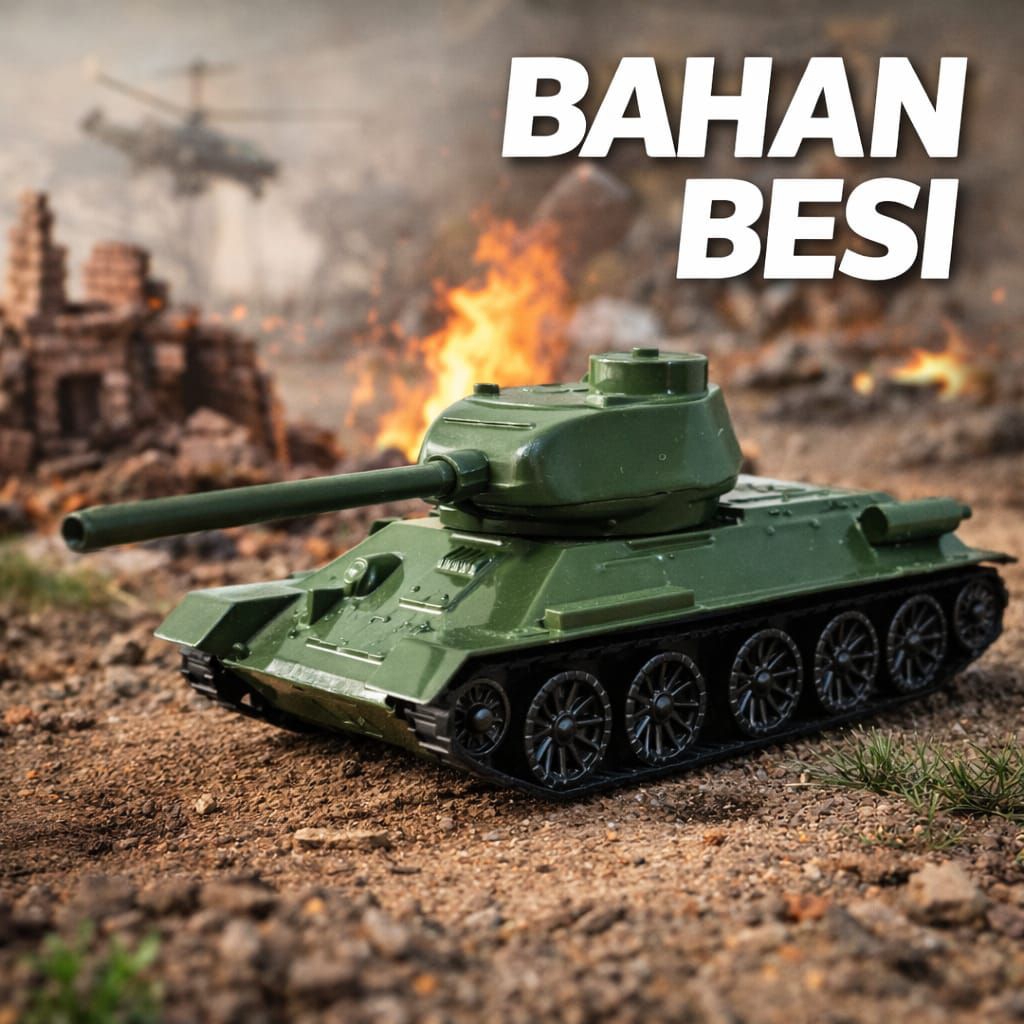 Mainan Tank Besi Anak – Tank Tempur Bisa Muter & Lepas Meriam