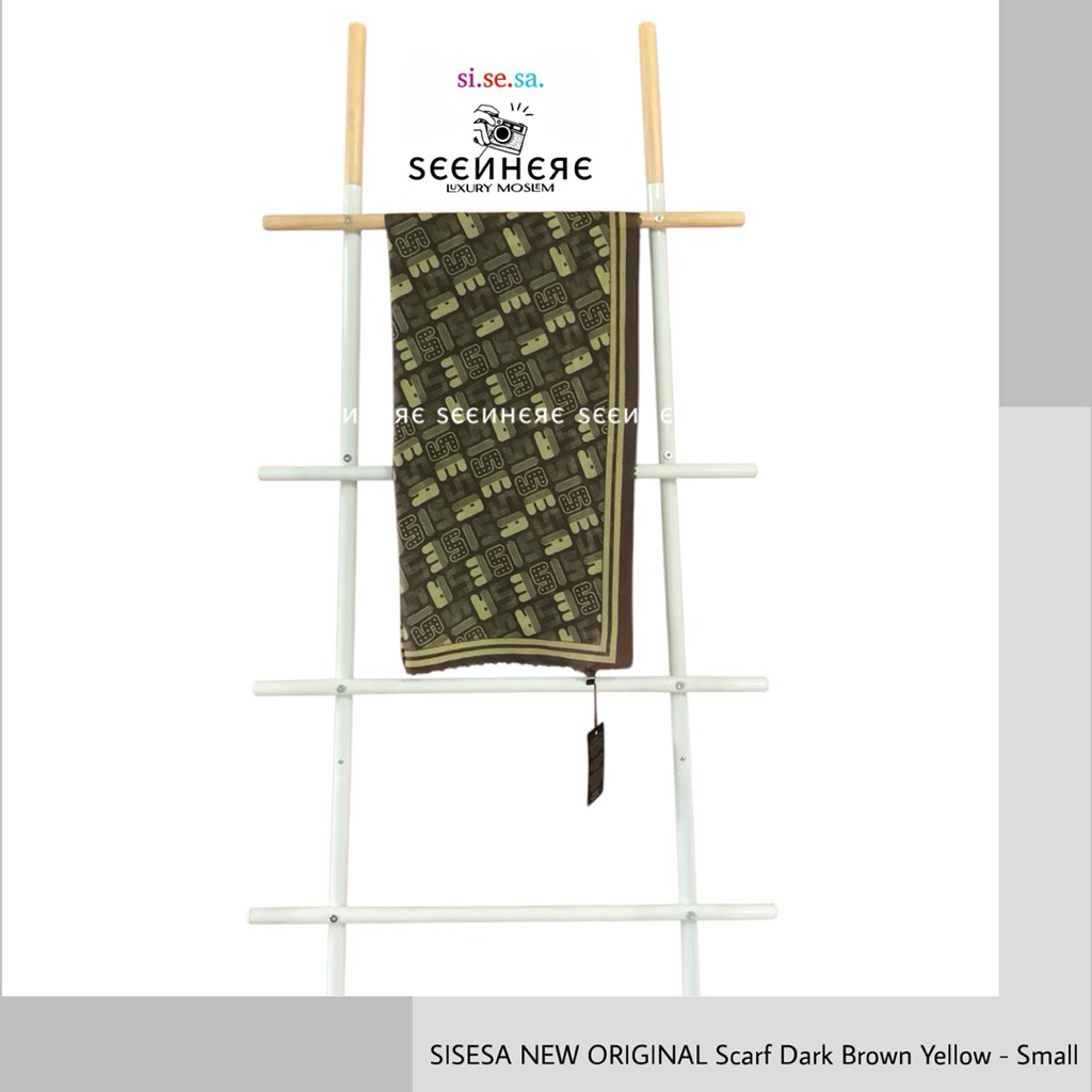 SISESA NEW ORIGINAL GUARANTEED - Scarf Brown Yellow (Small) -  Printing only No Swarovski