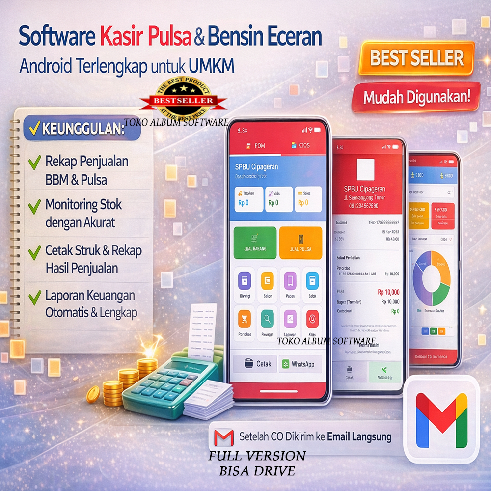 Software Kasir Pulsa & POM Mini Eceran Android Terlengkap untuk UMKM.