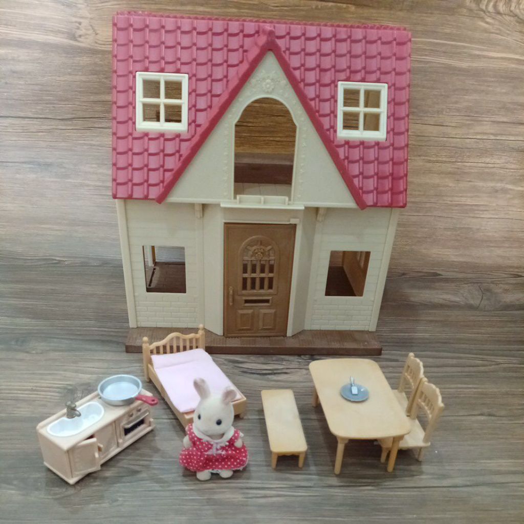 Preloved Sylvanian Families Red Roof Cosy Cottage Starter House