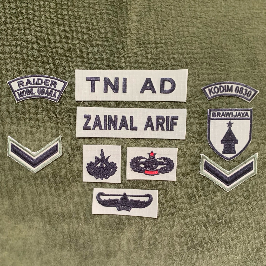 [LANGSUNG JADI] Papan Nama Atribut TNI AD GREEN SAGE [Loreng kostrad kain ripstop]