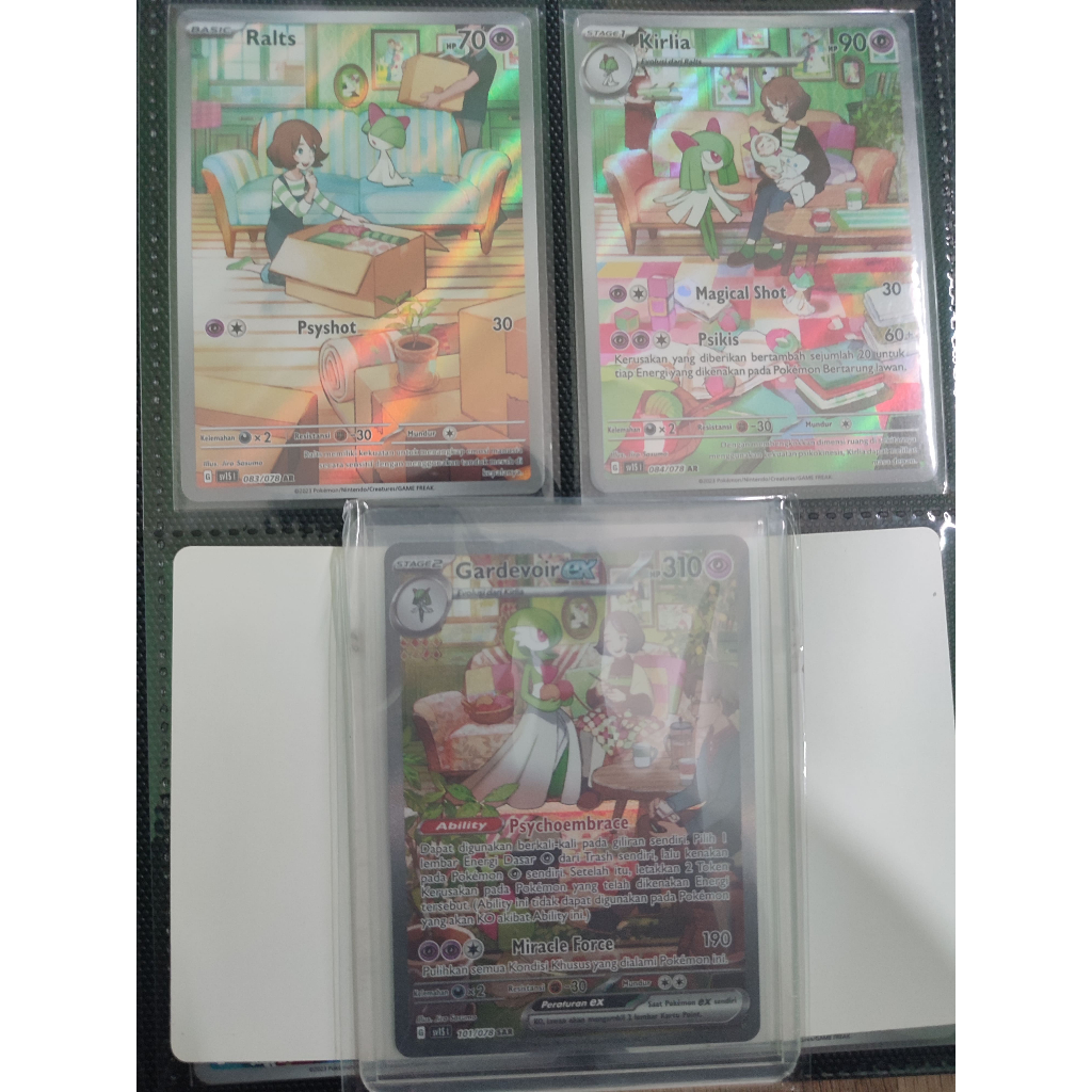 KARTU TCG POKEMON BAHASA INDONESIA   YANG BERISIKAN 3 KARTU EVOLINE GARDEVOIR EX HIGH RARITY  1 RALT
