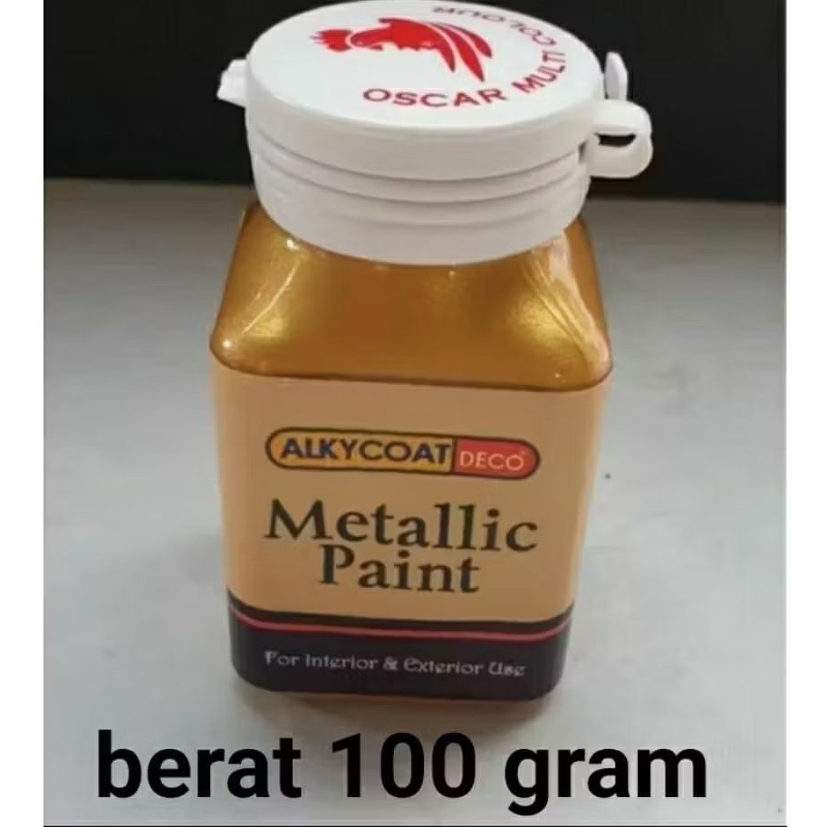 Cat Alkycoat warna emas metallic water base berat 100 gram