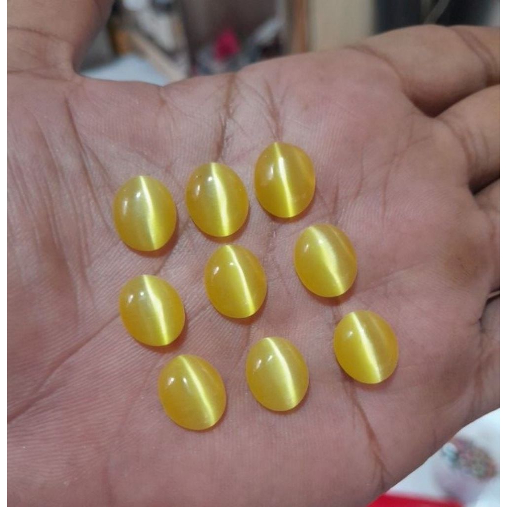 Batu Akik Mata Kucing Kuning Lemon 12x10 mm