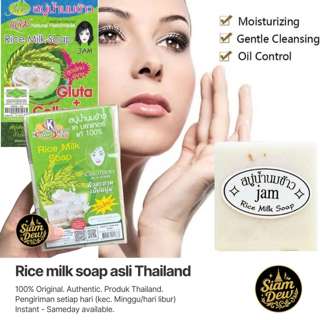 [Asli Thailand] sabun Thai jam rice milk soap gluta + collagen K brothers sabun beras