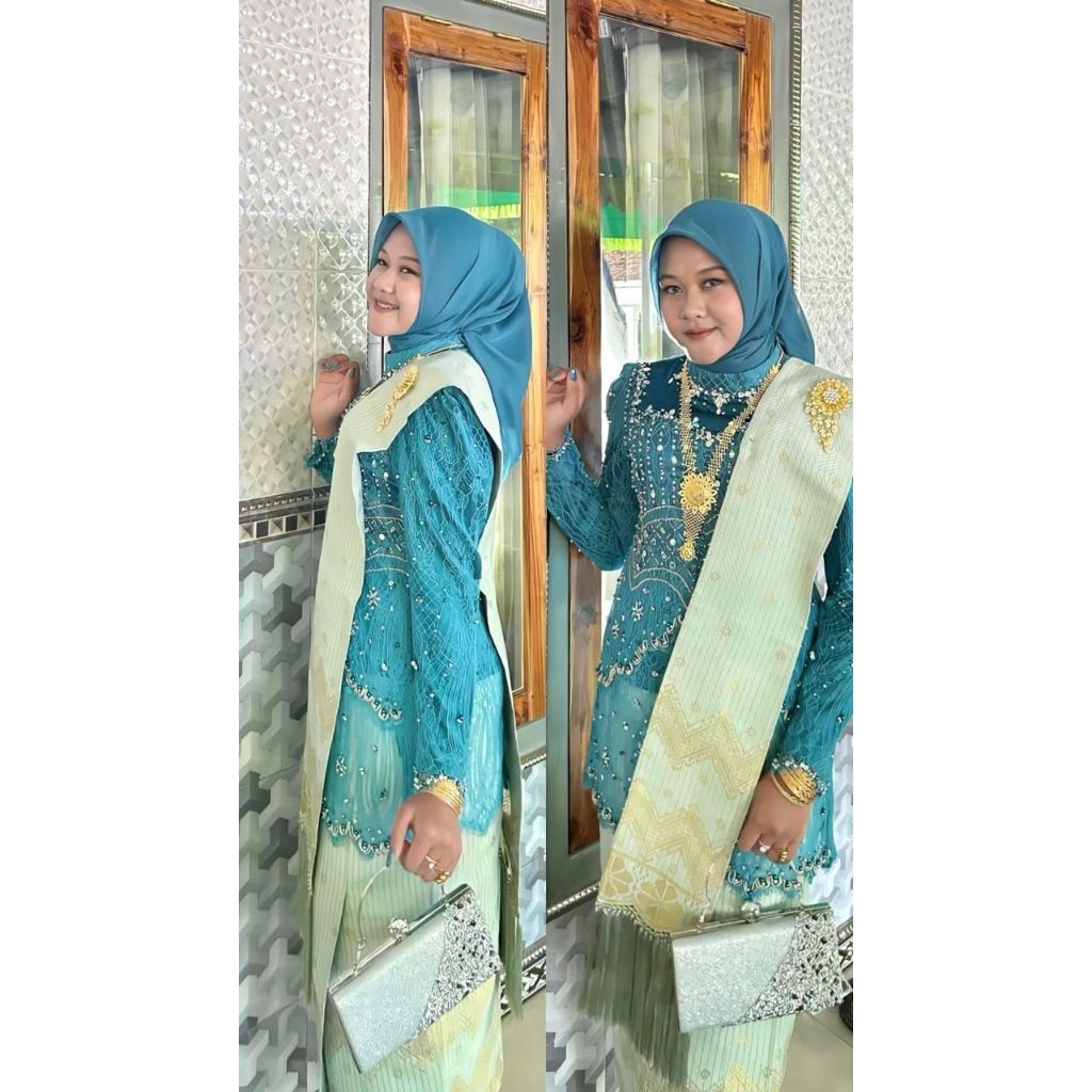 Preloved kebaya emerald blue, asli pemakaian pribadi