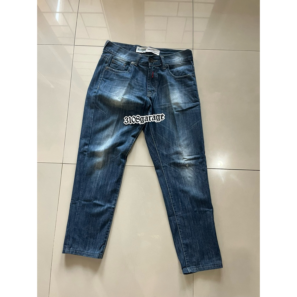 Celana panjang pants mens pria bombboogie denim ripped jeans blue biru sz 34 used second casual