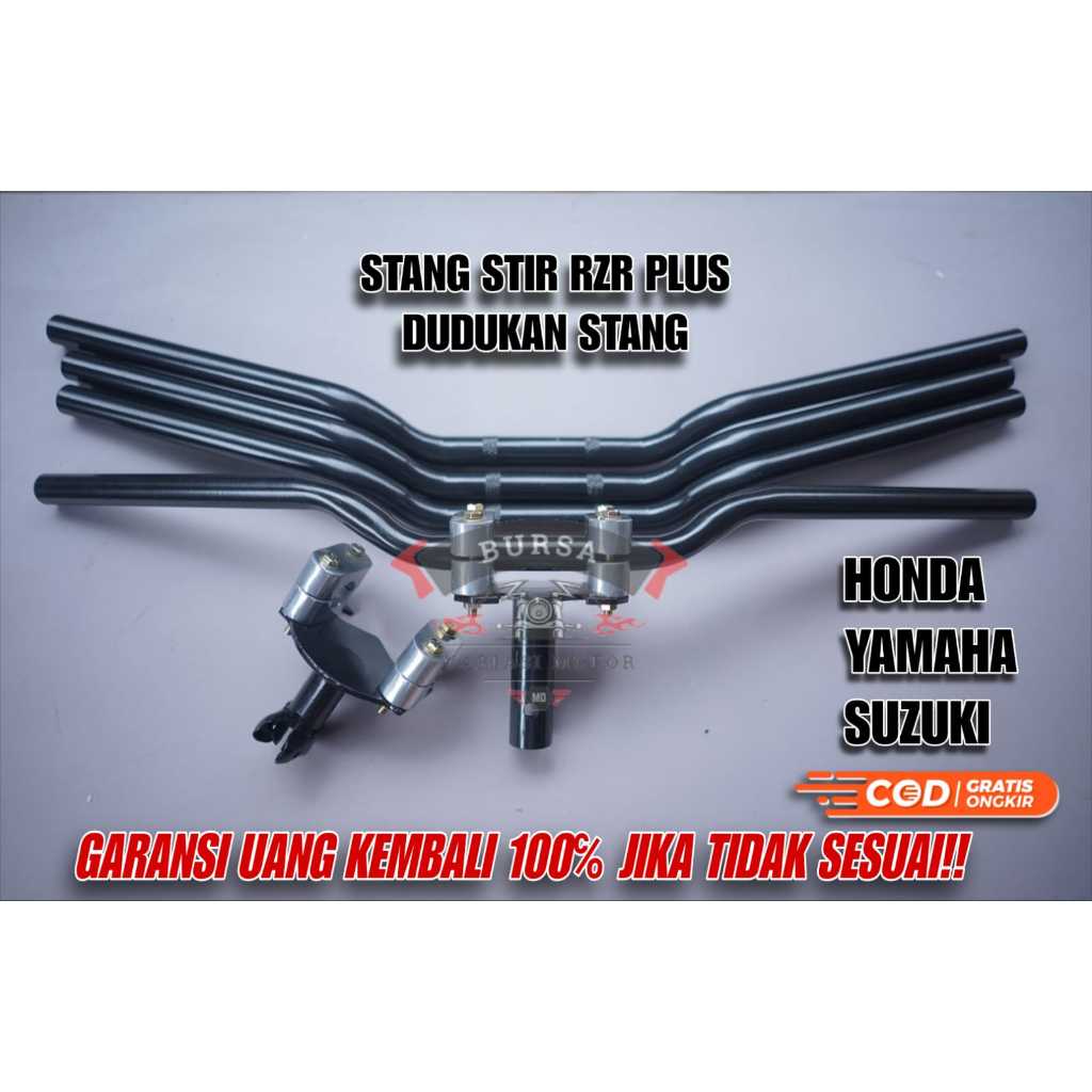 Paket lengkap Stang RZR dengan dudukan stang UNIVERSAL honda yamaha suzuki cat oven coating untuk mo