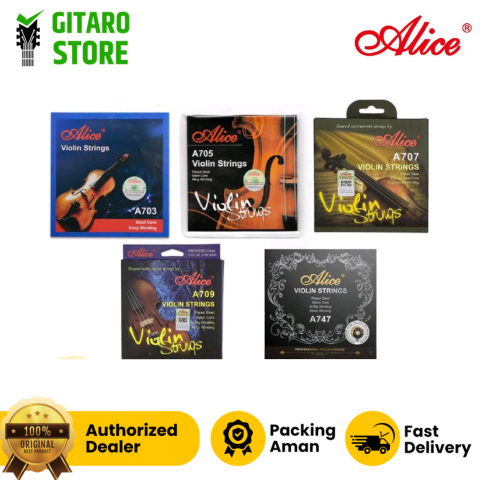 1 Set Senar Biola Violin Alice Original Terlengkap Mulai dari Plated Steel , Nylon Core , Al-mg , Si