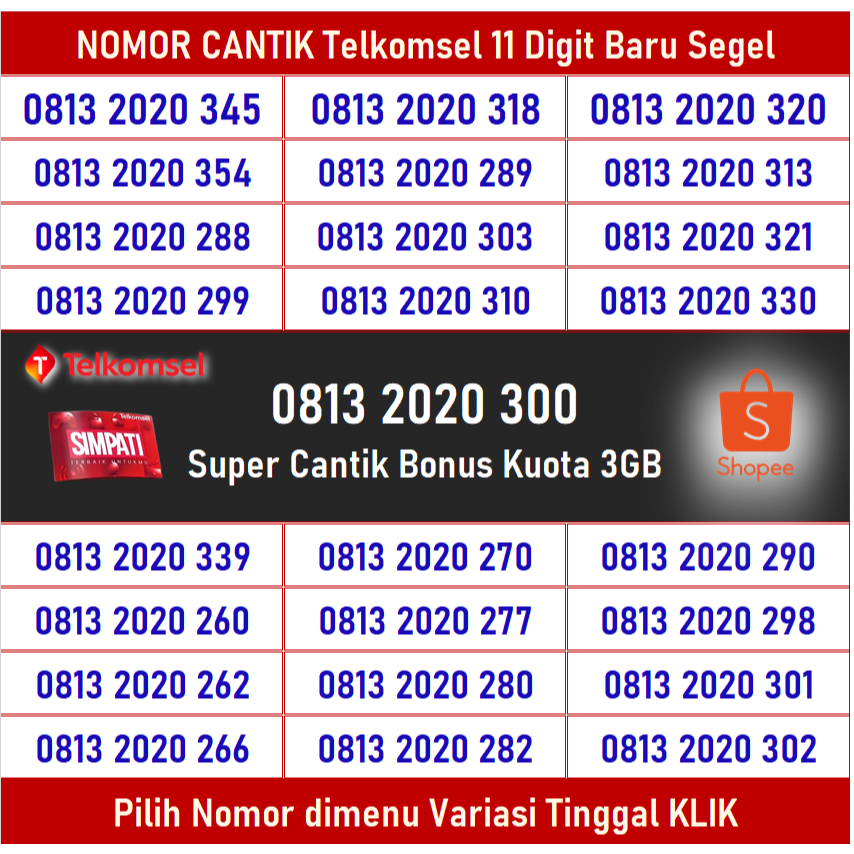 Kartu Perdana Telkomsel – Simpati 11 Digit Baru | Jaringan 4G 5G ( M6 )