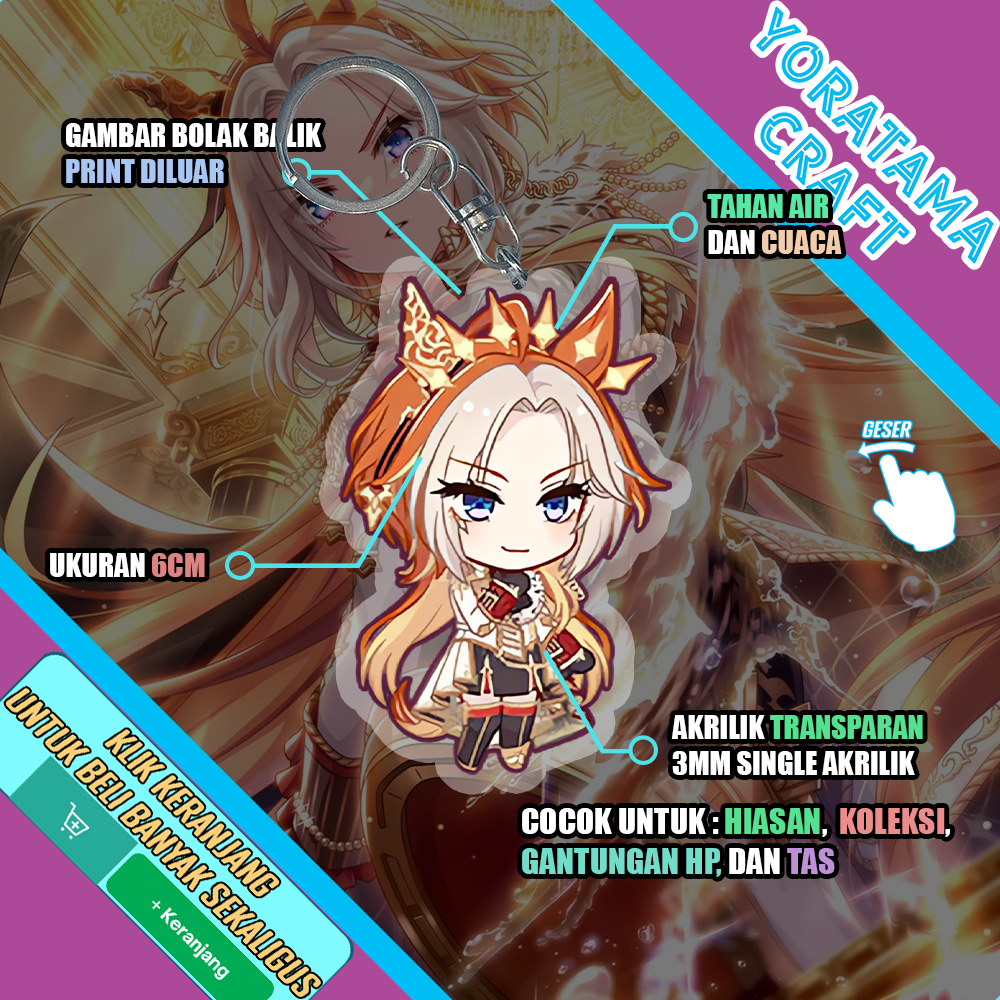 Gantungan Kunci Orfevre Uma Musume, Keychain Anime Game