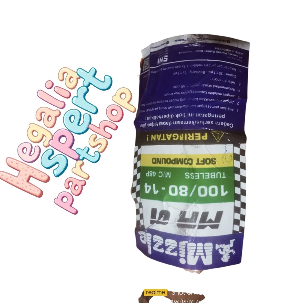 ban luar mizzle mr 01 ukuran 100/80 TUBLES Ring 14