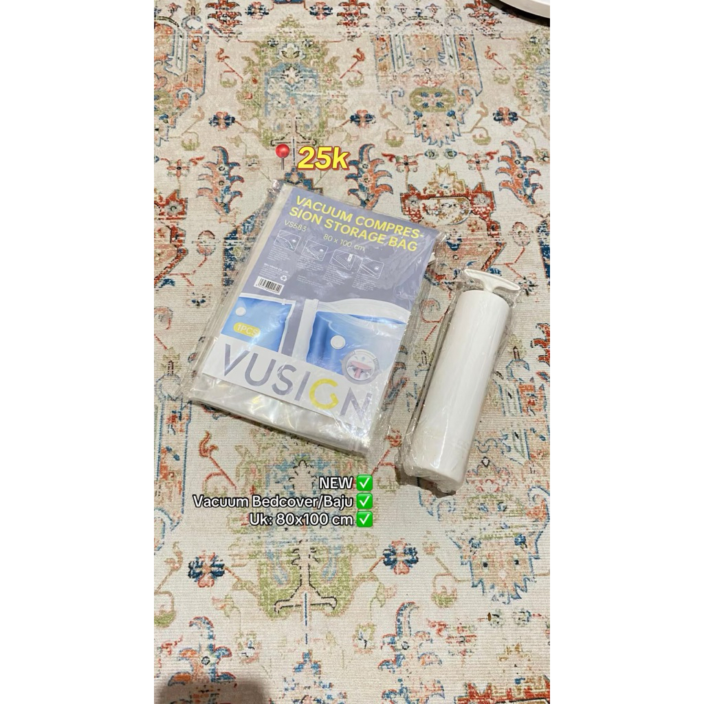 Plastik Vacum Baju/Bedcover 80 cm x 100cm dan Pompa