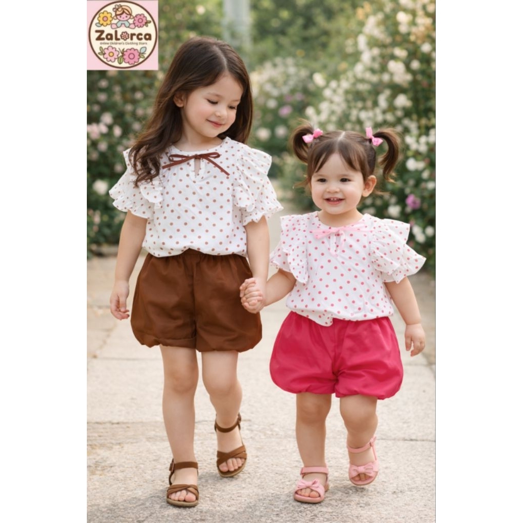 (bayi-4 Tahun) Setelan Anak Perempuan Celana Balon Import | Set pdk 09