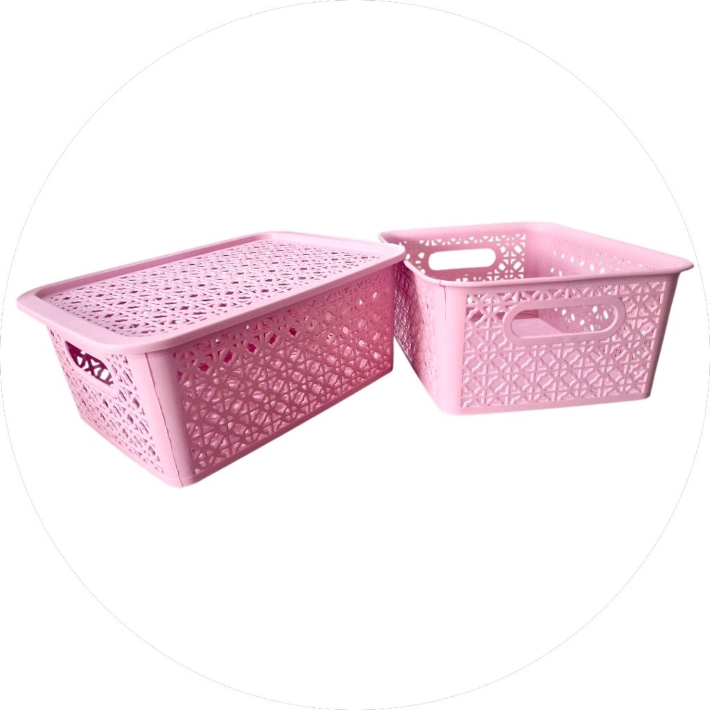 Keranjang Plastik Serbaguna Kecil + Tutupan/Cover
