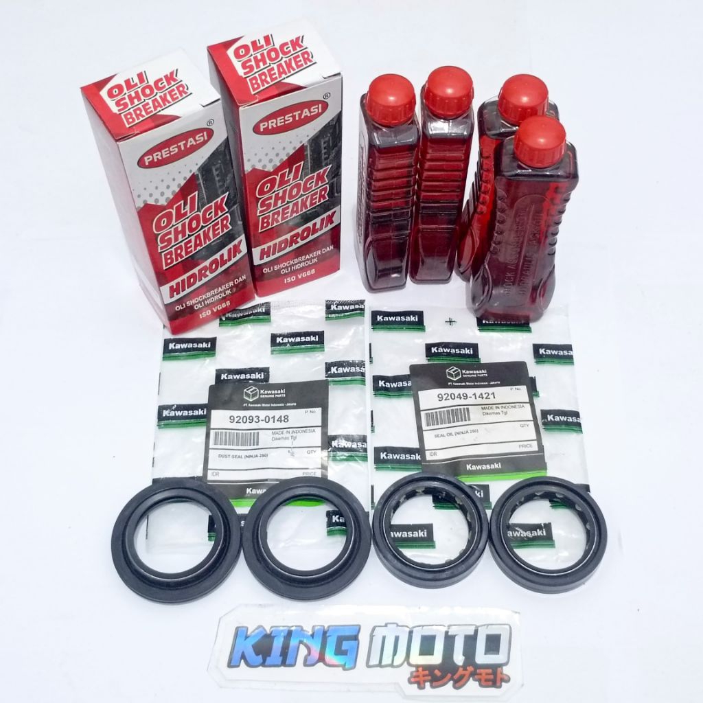 PAKET OLI SHOCK DAN SEAL SOK SIL ABU DEBU DEPAN SET KAWASAKI NINJA 250 FI KARBU NINJA 250 KARBURATOR