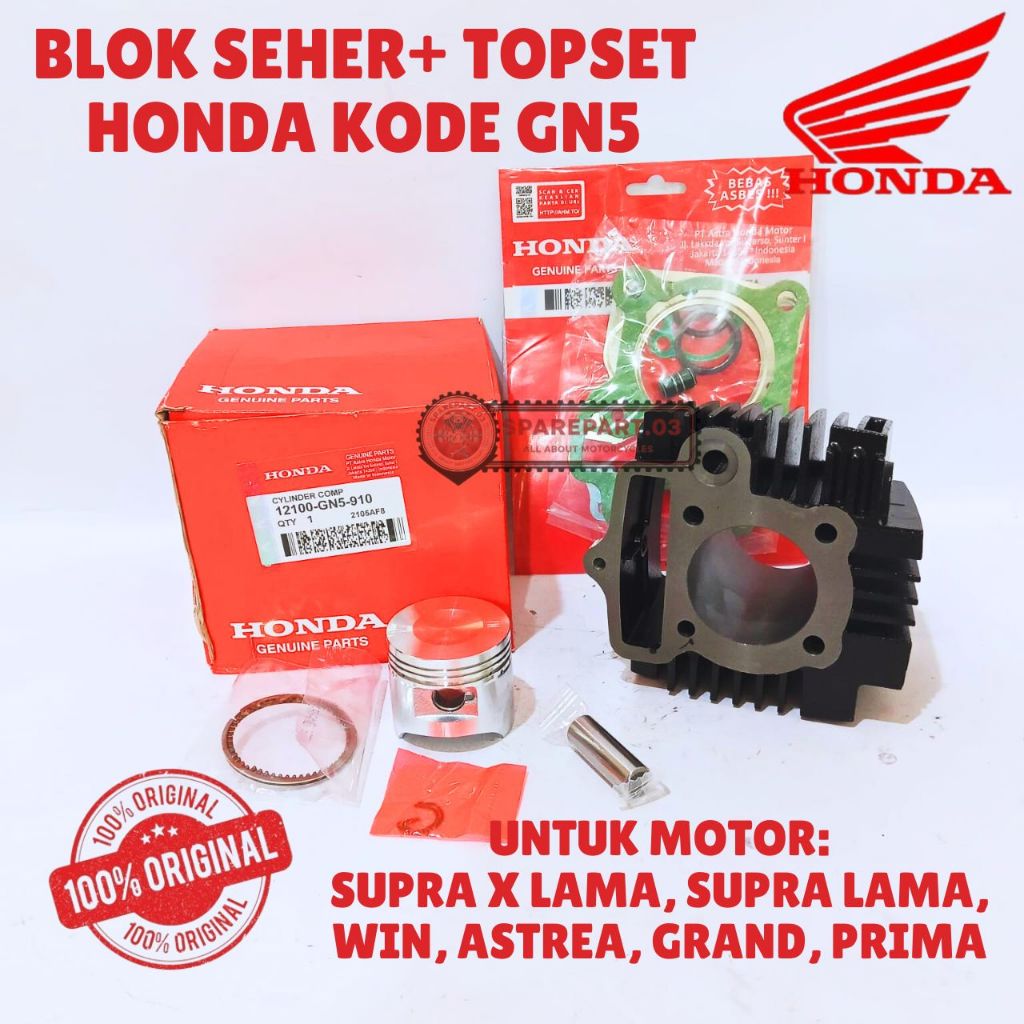 BLOK SEHER+TOPSET ORIGINAL HONDA KODE GN5, SUPRA X LAMA, SUPRA LAMA, WIN, ASTREA, GRAND, PRIMA