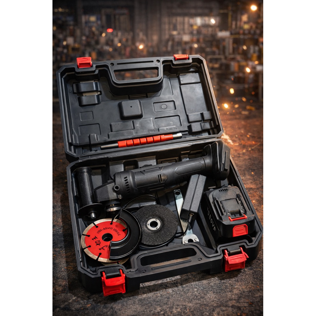 Gerinda Cordless Set Lengkap – Koper Hardcase – Praktis & Bertenaga