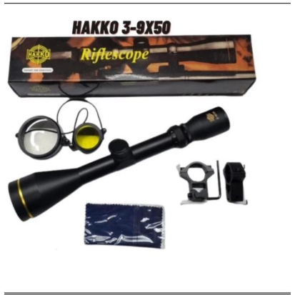 Teleskop telescope tropong Hakko Ring Gold 3-9X50 Dengan Reticle Mildot 4 Titik anti getar