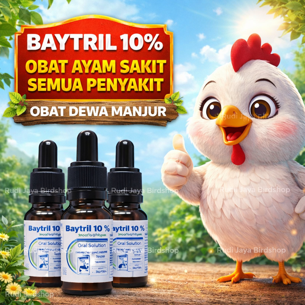BAYTRIL 10% 10ML ENROFLOXACIN OBAT ANTIBIOTIK AYAM KUCING KELINCI SPEKTRUM LUAS OBATI SAKIT INFEKSI