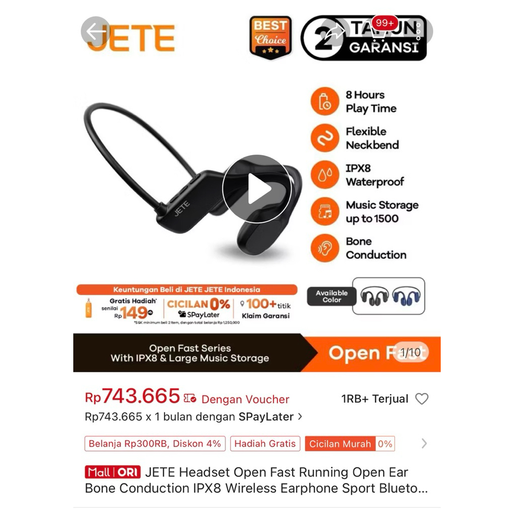 Jete Open Ear 2 headset