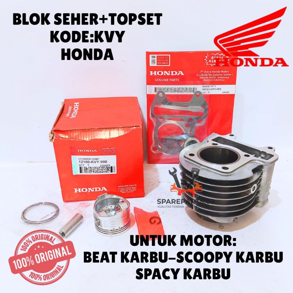 BLOK SEHER+TOPSET ORIGINAL HONDA KODE KVY, BLOK SEHER BEAT KARBU, SCOOPY KARBU, SPACY KARBU
