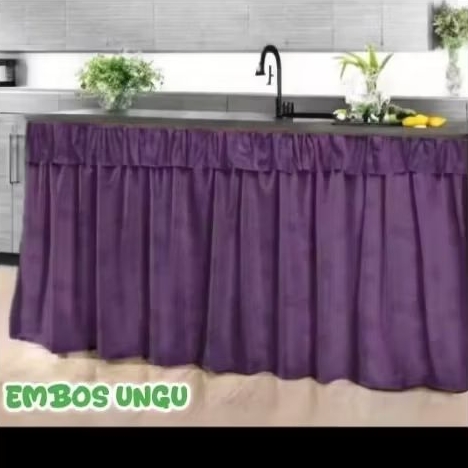 Gorden Kolong Dapur/ Horden Kolong Dapur/ Tirai Kolong Dapur/ Gorden Meja Warna Ungu free Tali