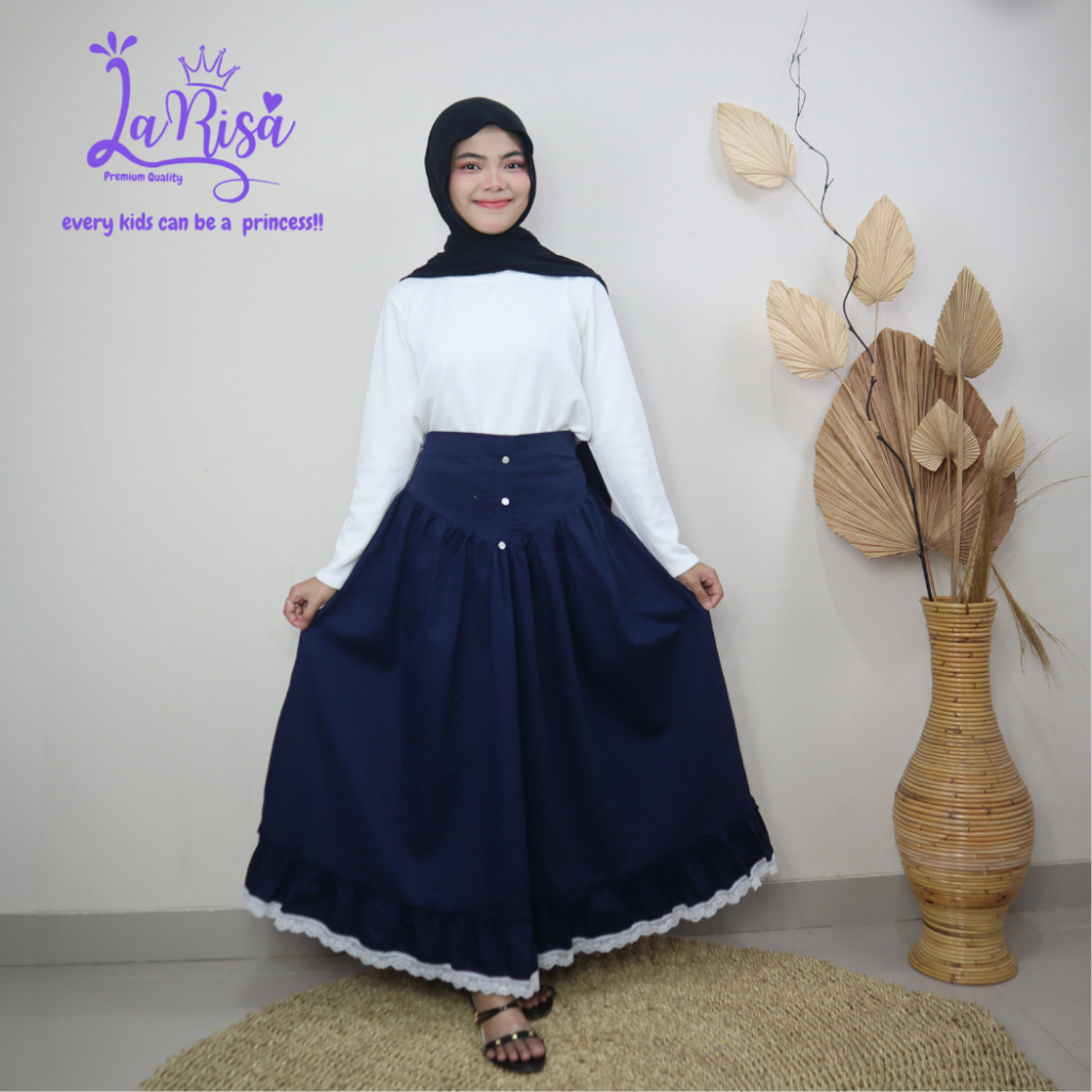 LARISA KIDSWEAR ROK YUMNA COUPLE MOMS and KIDS ROK Ibu dan Anak Perempuan Bahan Katun Salur Nyaman U