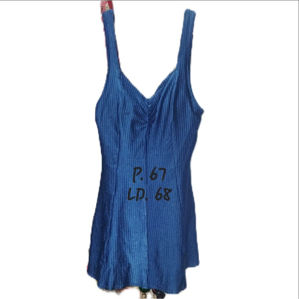 Preloved Baju Renang Dewasa/ Remaja Biru Polos Liris
