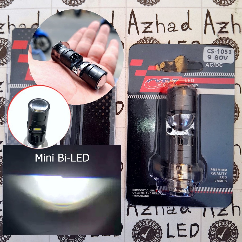 Lampu LED H6 Mini BiLED CR7 20 Watt ACDC Motor Bebek Metik Cut Off Bluelens Mini Projie Beat Vario M