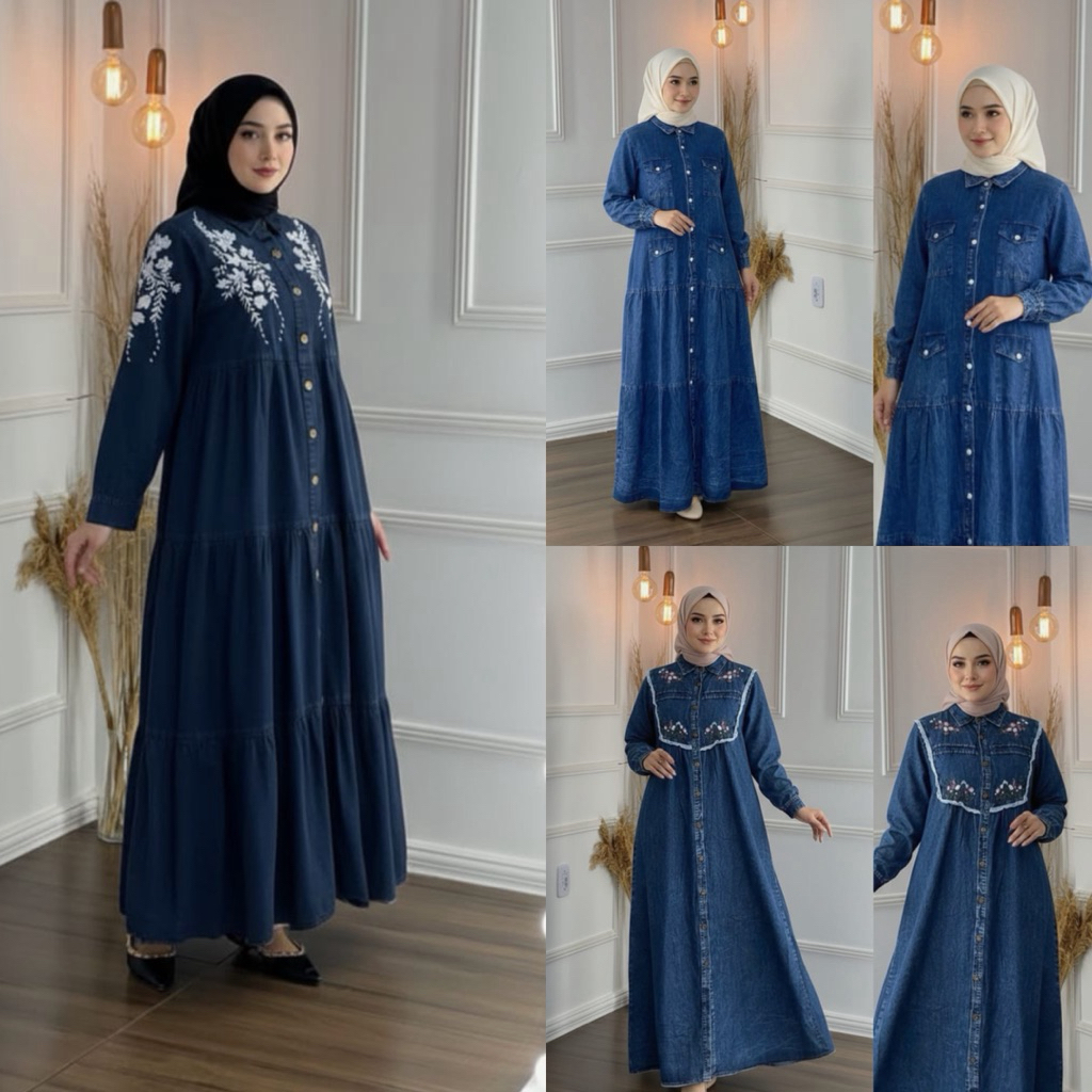gamis jeans bordir