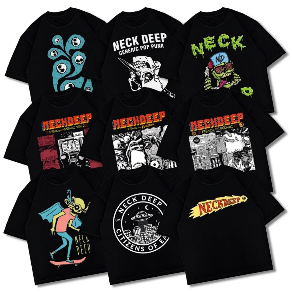 Psycho Crucify "NECKDEEP SERIES" Oversized T-Shirt | Black  | Kaos Oversize | Vintage | Atasan | Kao