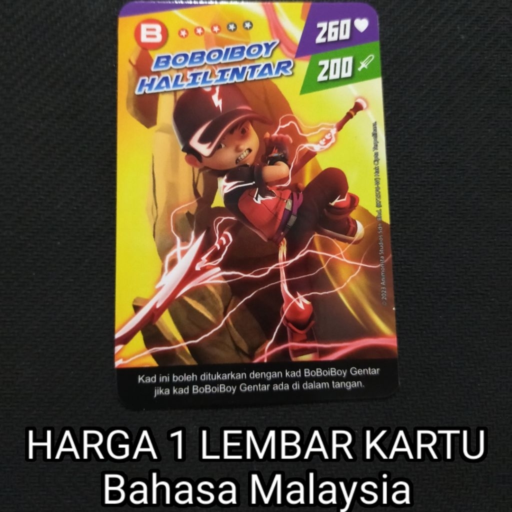 (HARGA SATU KARTU) Kartu Basic Boboiboy Monsta Galaxy Card Boboiboy Halilintar Grade B Bahasa Malays