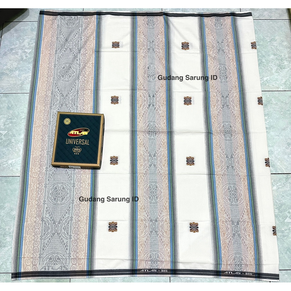 Sarung ATLAS Universal 690 Jacquard Songket Warna Putih