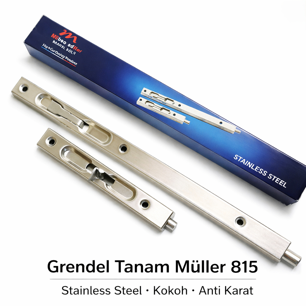 Gerendel Grendel Tanam Pintu Kupu Tarung 6+12 Inch Stainless Steel MULLER Tipe ART.518 SN