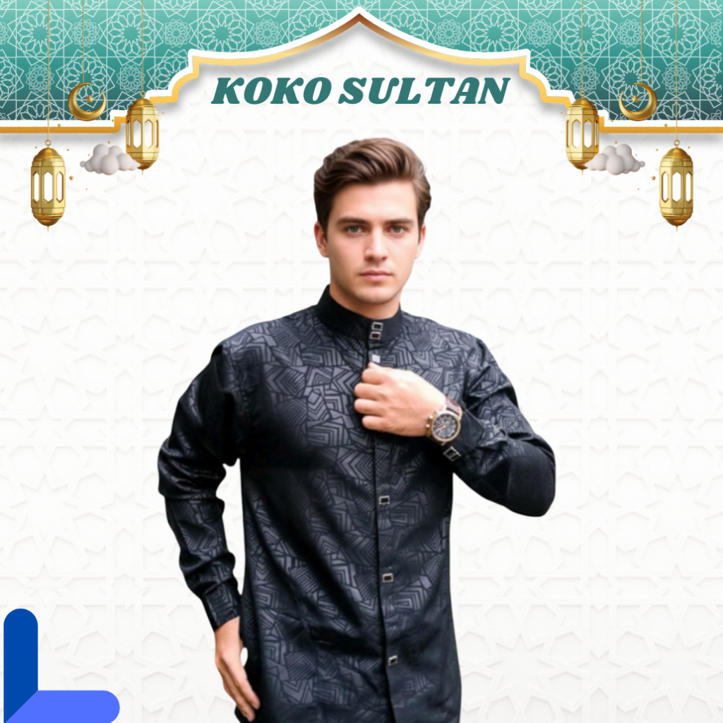 Kemeja Koko Pria Dewasa Sultan Embos Motif Etnik Harian
