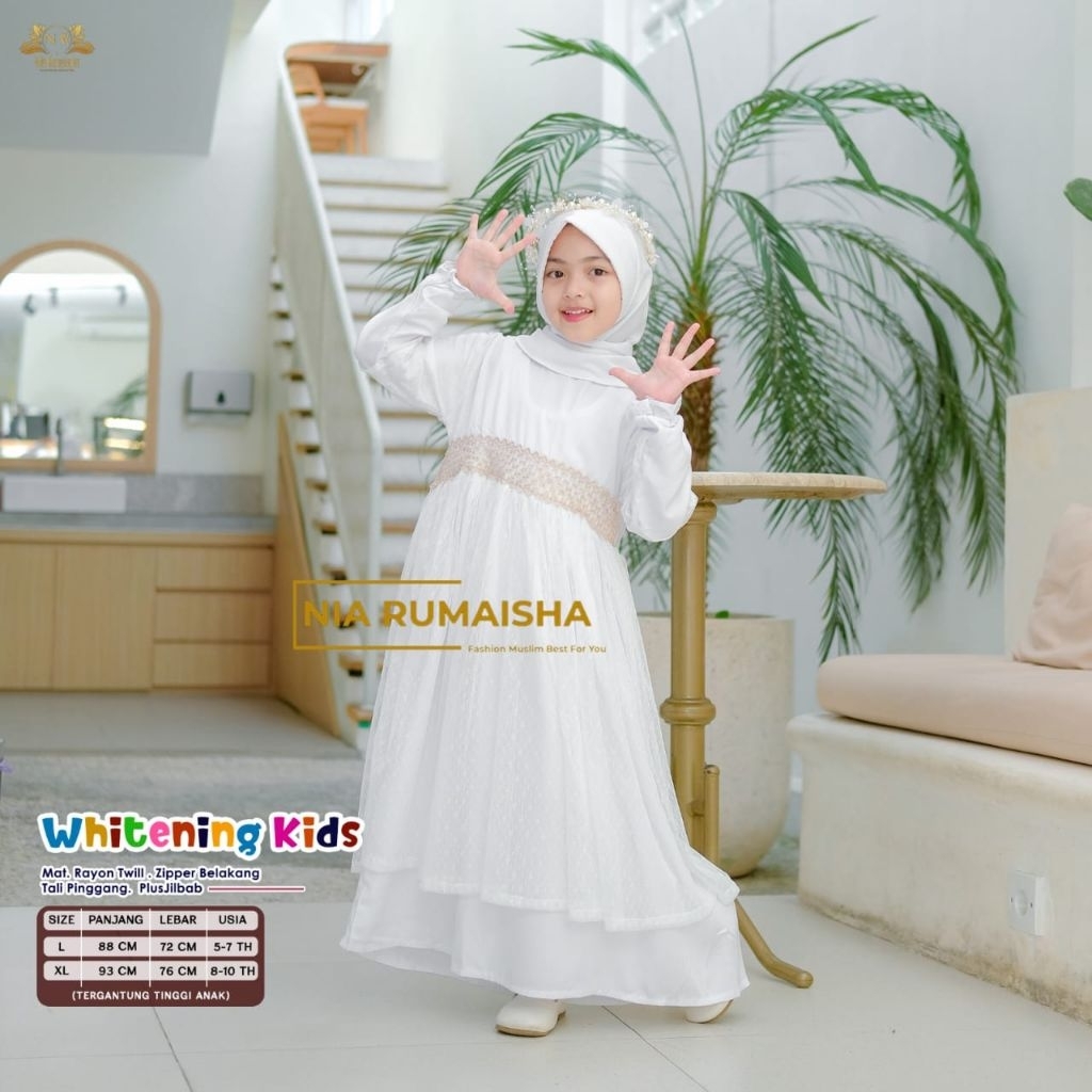 GAMIS SYARI ANAK USIA 5 6 7 8 9 10 TAHUN / WHITENING KIDS by NIA RUMAISHA / DRESS ANAK RAYON ADEM TI