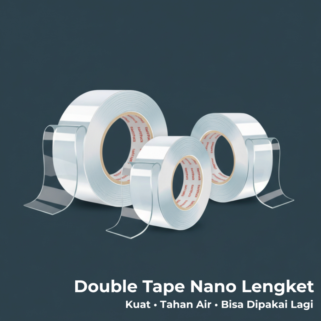 Double Tape Bening Perekat Dinding Super Kuat - Dobel Tip Super Kuat - Doble Tip Super Lengket