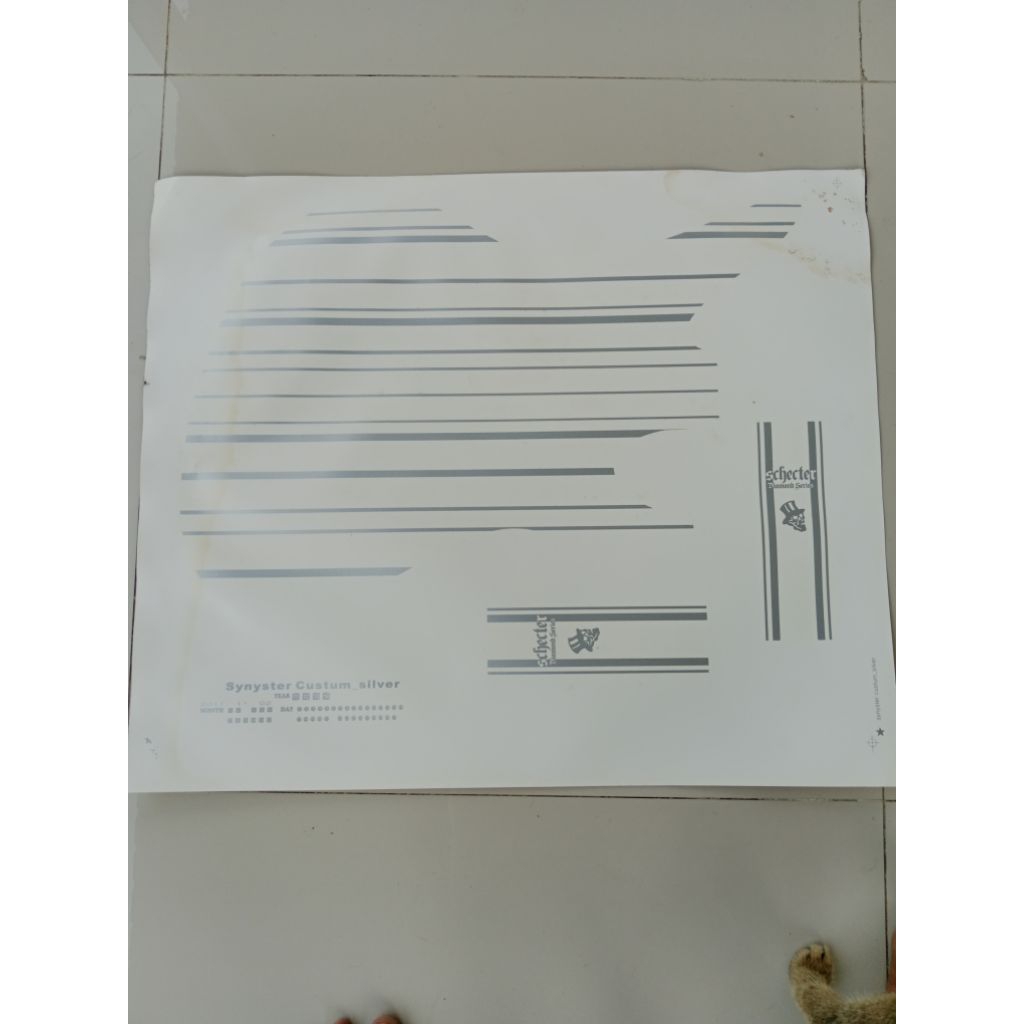 Decal Gitar Schecter Synyster Original Pabrikan Silver