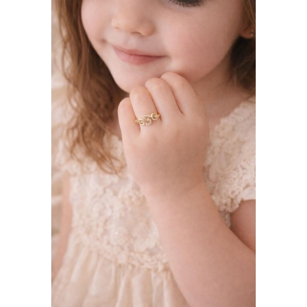 Cincin Anak Inisial Huruf S Emas Zirkon