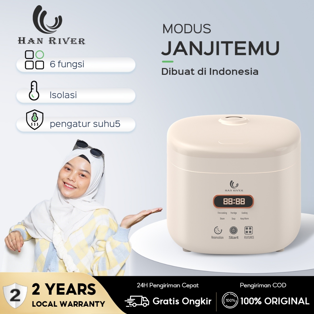 HAN RIVER Rice Cooker HRRC01GD-02  1.2L Magic Com touch screen Smart cooker Penanak nasi
