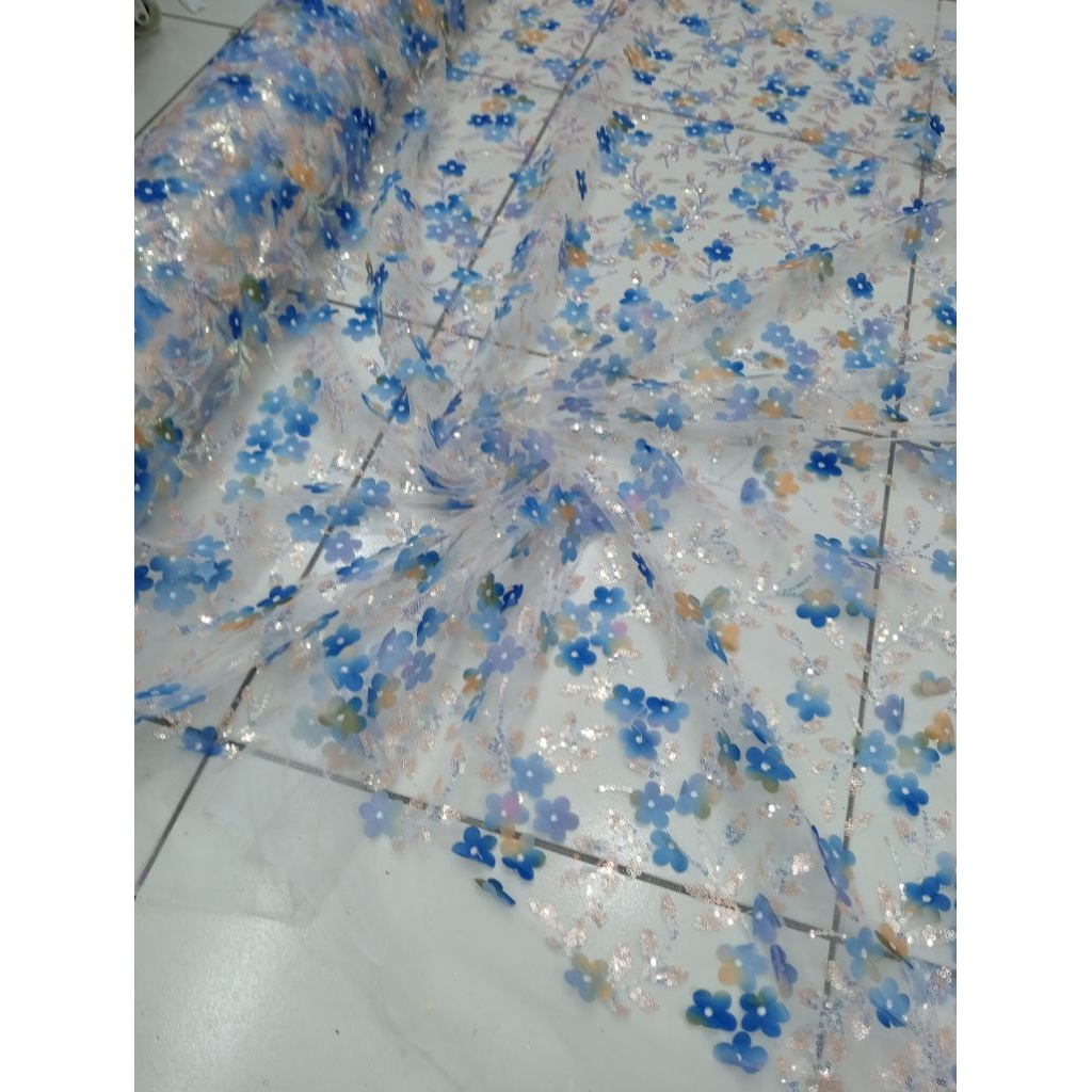 Kain/Tille Bunga 3D timbul squeen/Tille DRES/kain Tille squeen